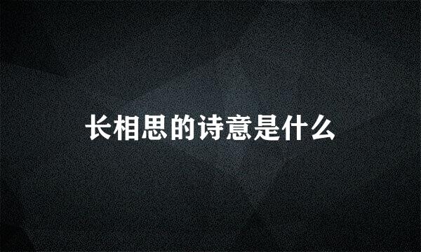 长相思的诗意是什么