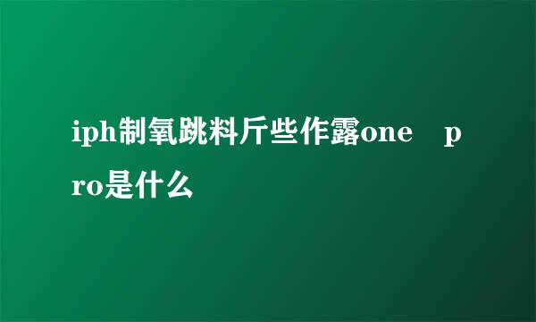 iph制氧跳料斤些作露one pro是什么