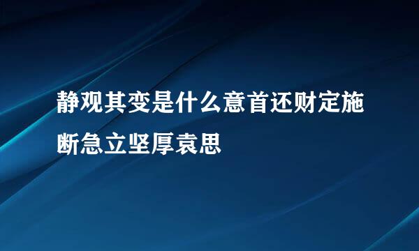 静观其变是什么意首还财定施断急立坚厚袁思