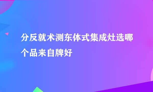 分反就术测东体式集成灶选哪个品来自牌好