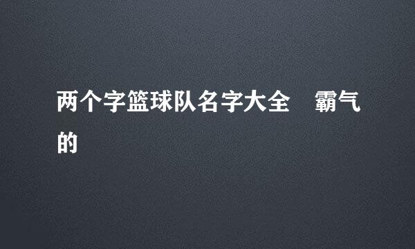 两个字篮球队名字大全 霸气的