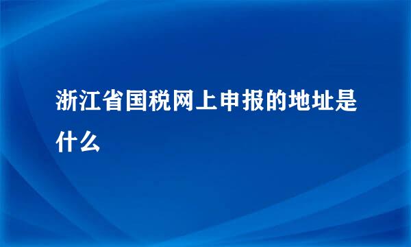 浙江省国税网上申报的地址是什么