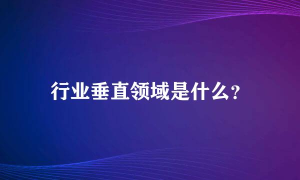 行业垂直领域是什么？