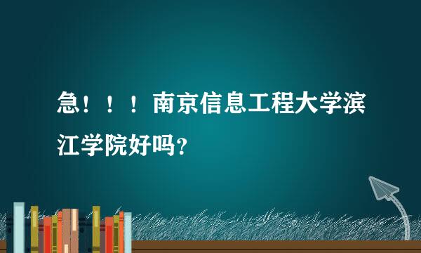 急！！！南京信息工程大学滨江学院好吗？