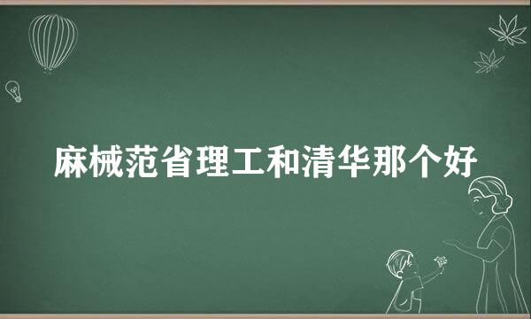 麻械范省理工和清华那个好