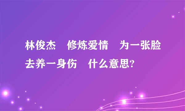 林俊杰 修炼爱情 为一张脸去养一身伤 什么意思?