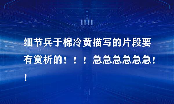 细节兵于棉冷黄描写的片段要有赏析的！！！急急急急急急！！