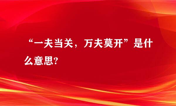 “一夫当关，万夫莫开”是什么意思?