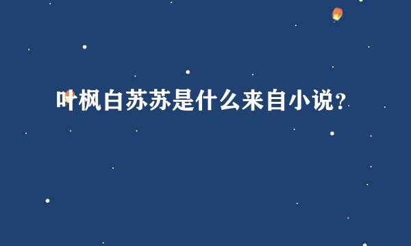 叶枫白苏苏是什么来自小说？