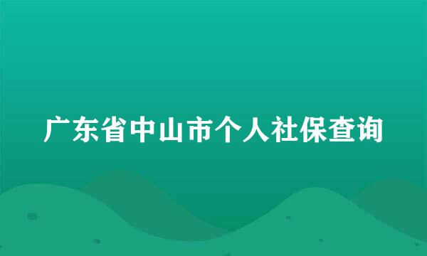 广东省中山市个人社保查询