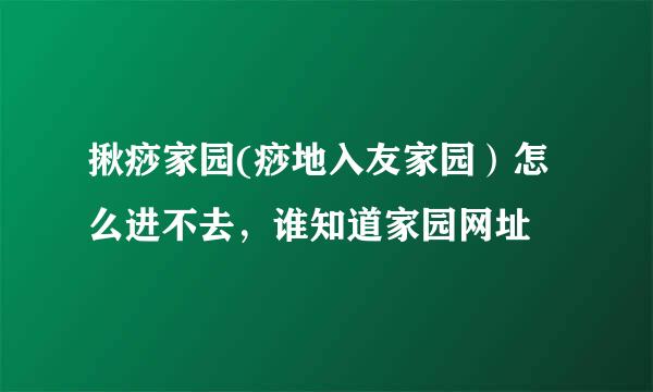 揪痧家园(痧地入友家园）怎么进不去，谁知道家园网址