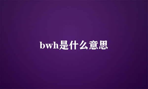 bwh是什么意思