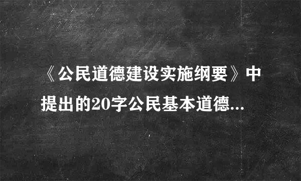 《公民道德建设实施纲要》中提出的20字公民基本道德规范是:爱国守法、明礼诚信、团结友善、勤俭自强及[      ]