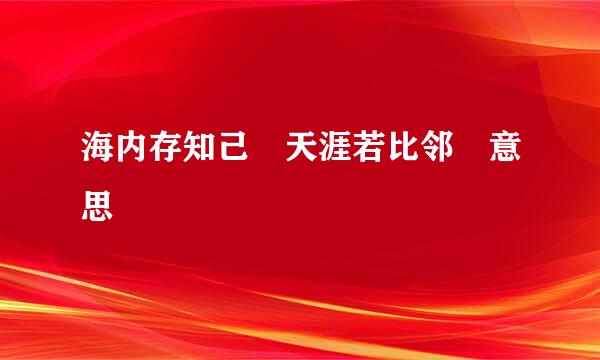 海内存知己 天涯若比邻 意思