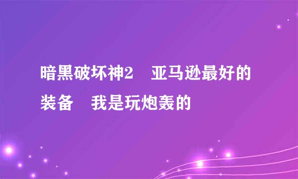 暗黑破坏神2 亚马逊最好的装备 我是玩炮轰的