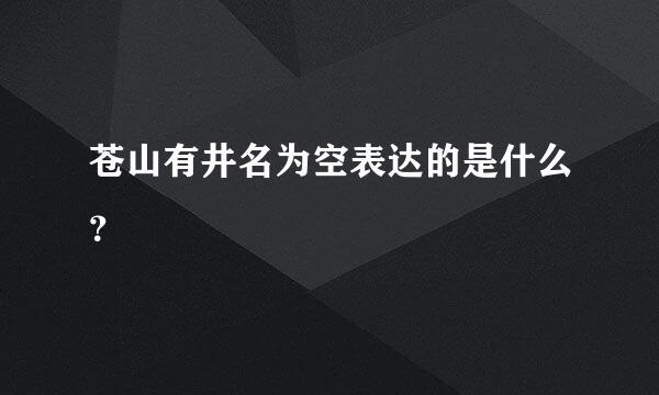 苍山有井名为空表达的是什么？