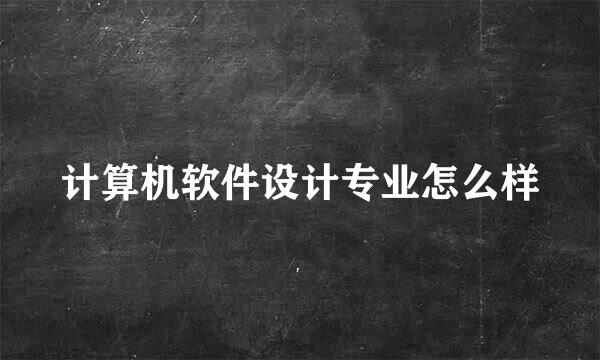 计算机软件设计专业怎么样