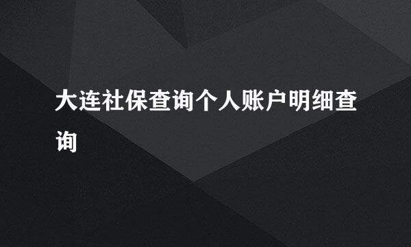 大连社保查询个人账户明细查询