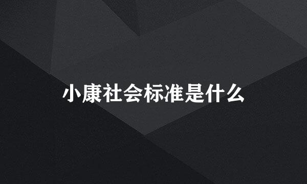 小康社会标准是什么