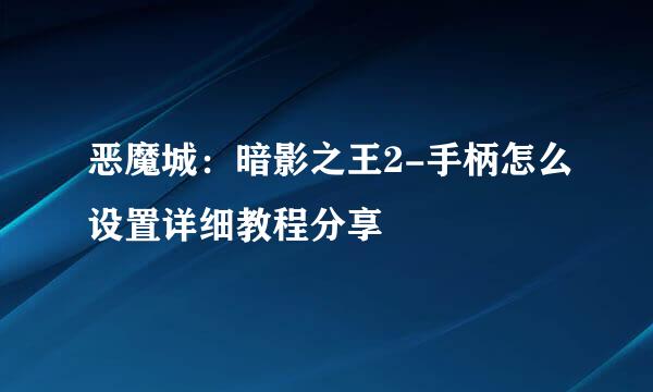 恶魔城：暗影之王2-手柄怎么设置详细教程分享