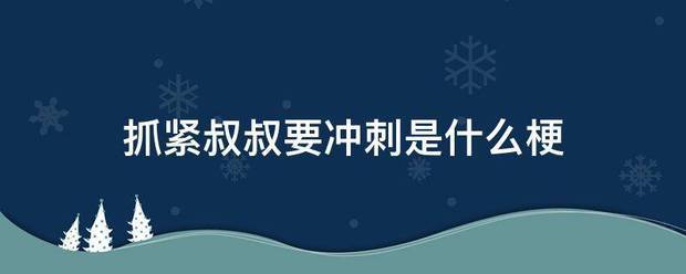 抓紧叔叔要冲刺是什么梗