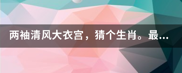 两袖清风大衣宫，猜个生肖。最好说下具体意思还有大衣宫的具体解释，什么的？