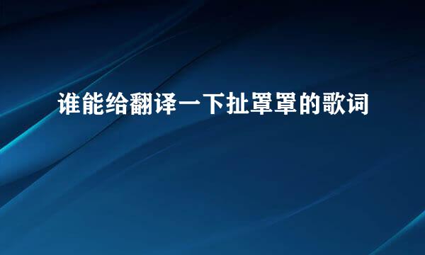 谁能给翻译一下扯罩罩的歌词