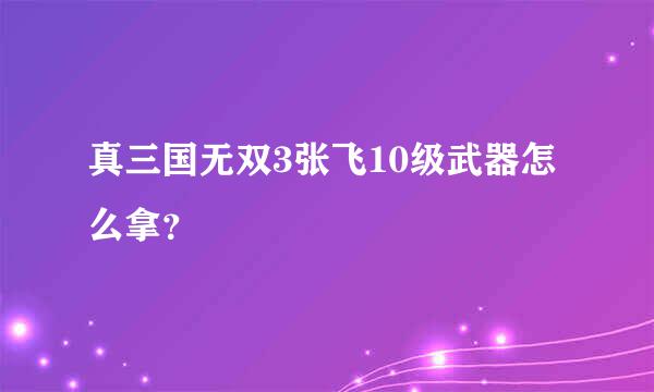 真三国无双3张飞10级武器怎么拿？