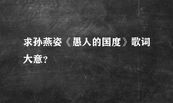 求孙燕姿《愚人的国度》歌词大意？