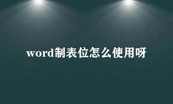 word制表位怎么使用呀