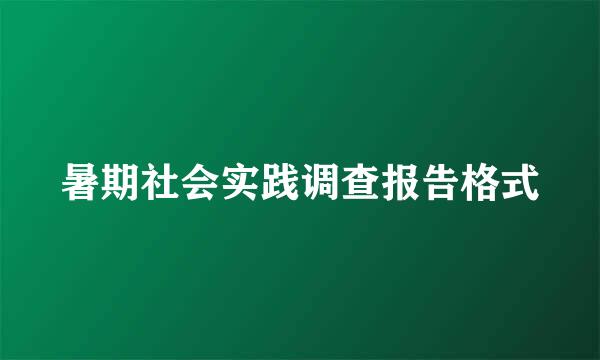 暑期社会实践调查报告格式