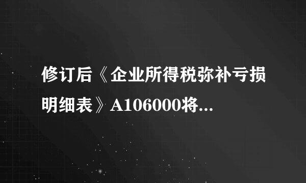 修订后《企业所得税弥补亏损明细表》A106000将第2列“纳税调整后对构点映源稳充所得”名称调整为“可弥补亏损所来自得