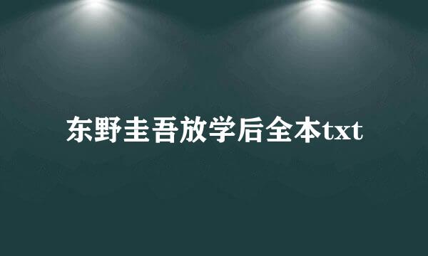 东野圭吾放学后全本txt