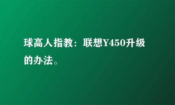 球高人指教：联想Y450升级的办法。