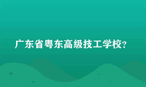 广东省粤东高级技工学校？