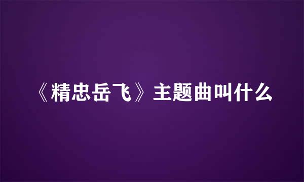 《精忠岳飞》主题曲叫什么