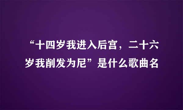 “十四岁我进入后宫，二十六岁我削发为尼”是什么歌曲名