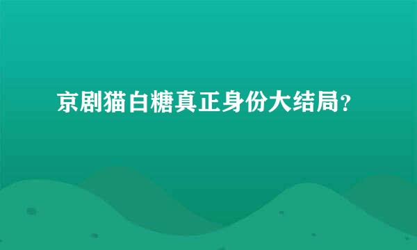 京剧猫白糖真正身份大结局？