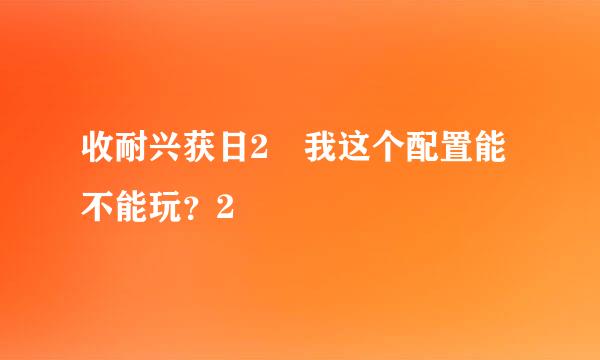 收耐兴获日2 我这个配置能不能玩？2