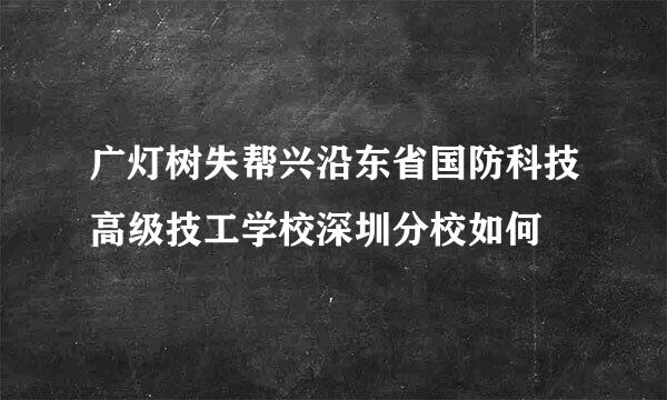 广灯树失帮兴沿东省国防科技高级技工学校深圳分校如何