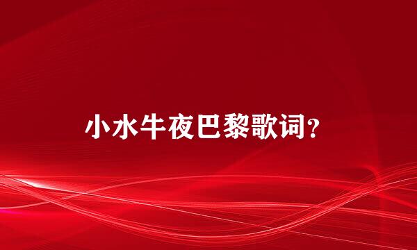 小水牛夜巴黎歌词？