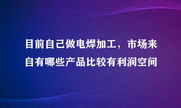 目前自己做电焊加工，市场来自有哪些产品比较有利润空间