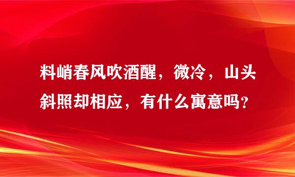 料峭春风吹酒醒，微冷，山头斜照却相应，有什么寓意吗？