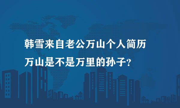 韩雪来自老公万山个人简历 万山是不是万里的孙子？