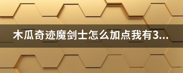 木瓜奇迹魔剑士怎么加点我有39000点