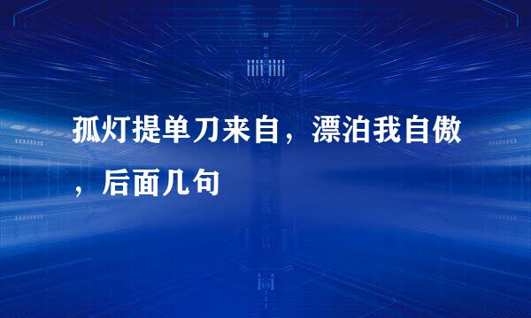 孤灯提单刀来自，漂泊我自傲，后面几句