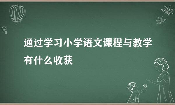 通过学习小学语文课程与教学有什么收获