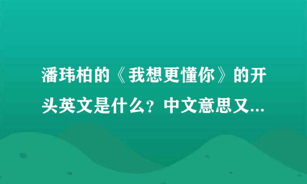 潘玮柏的《我想更懂你》的开头英文是什么？中文意思又是什么？