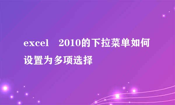 excel 2010的下拉菜单如何设置为多项选择