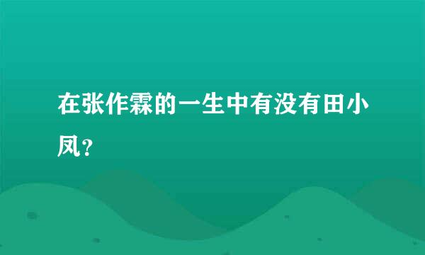 在张作霖的一生中有没有田小凤？